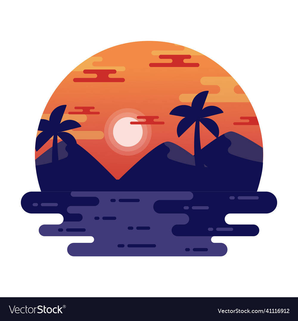 Beach sunset Royalty Free Vector Image - VectorStock