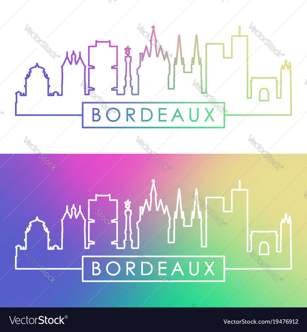 Bordeaux skyline colorful linear style editable