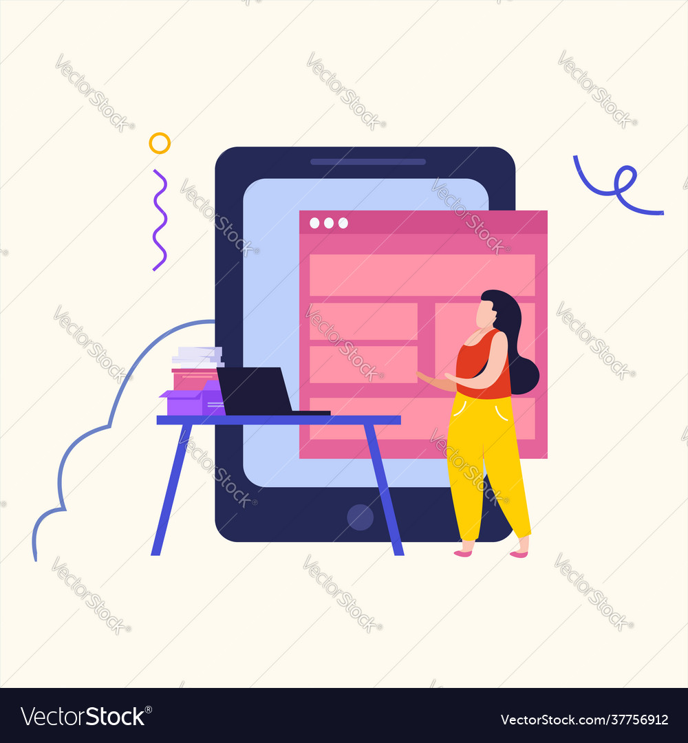Business workspace composition with flowchart Vector Image Business workspace composition with flowchart