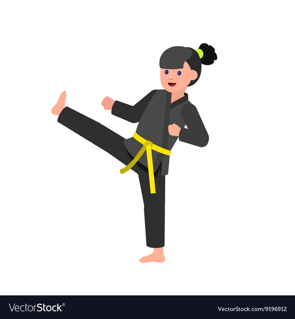 Cartoon kid wearing kimono martial art