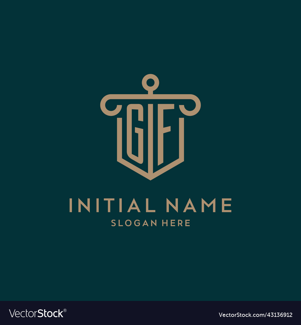 Gf monogram initial logo design with shield Vector Image Gf monogram initial logo design with shield