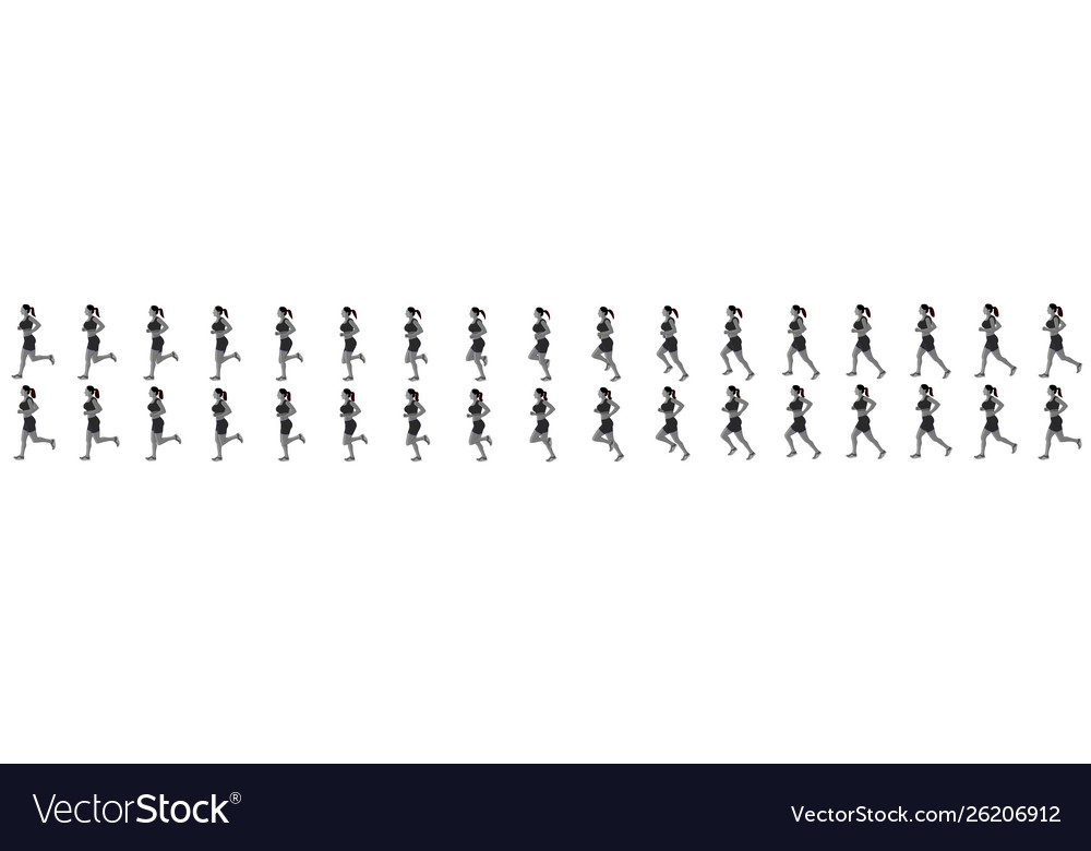 Girl run cycle animation sequence loop