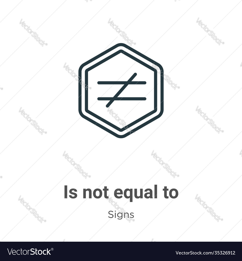 Is not equal to symbol outline icon thin line
