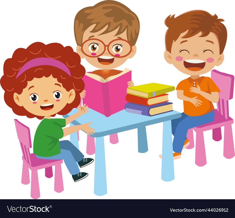 Kids studying world map in school classroom Vector Image