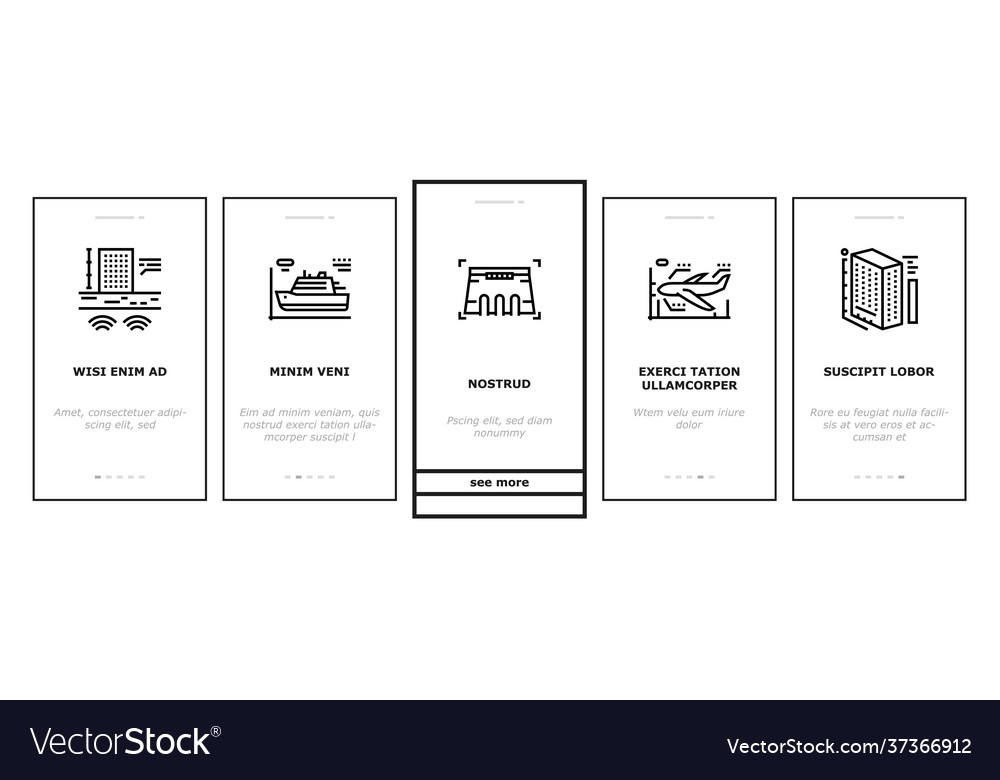 Modeling engineering onboarding icons set vector image Modeling engineering onboarding icons set