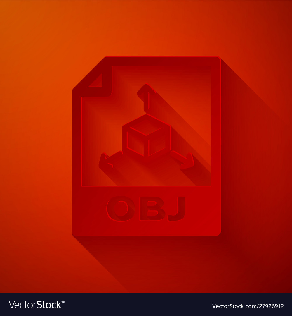 Paper cut obj file document download button vector image Paper cut obj file document download button