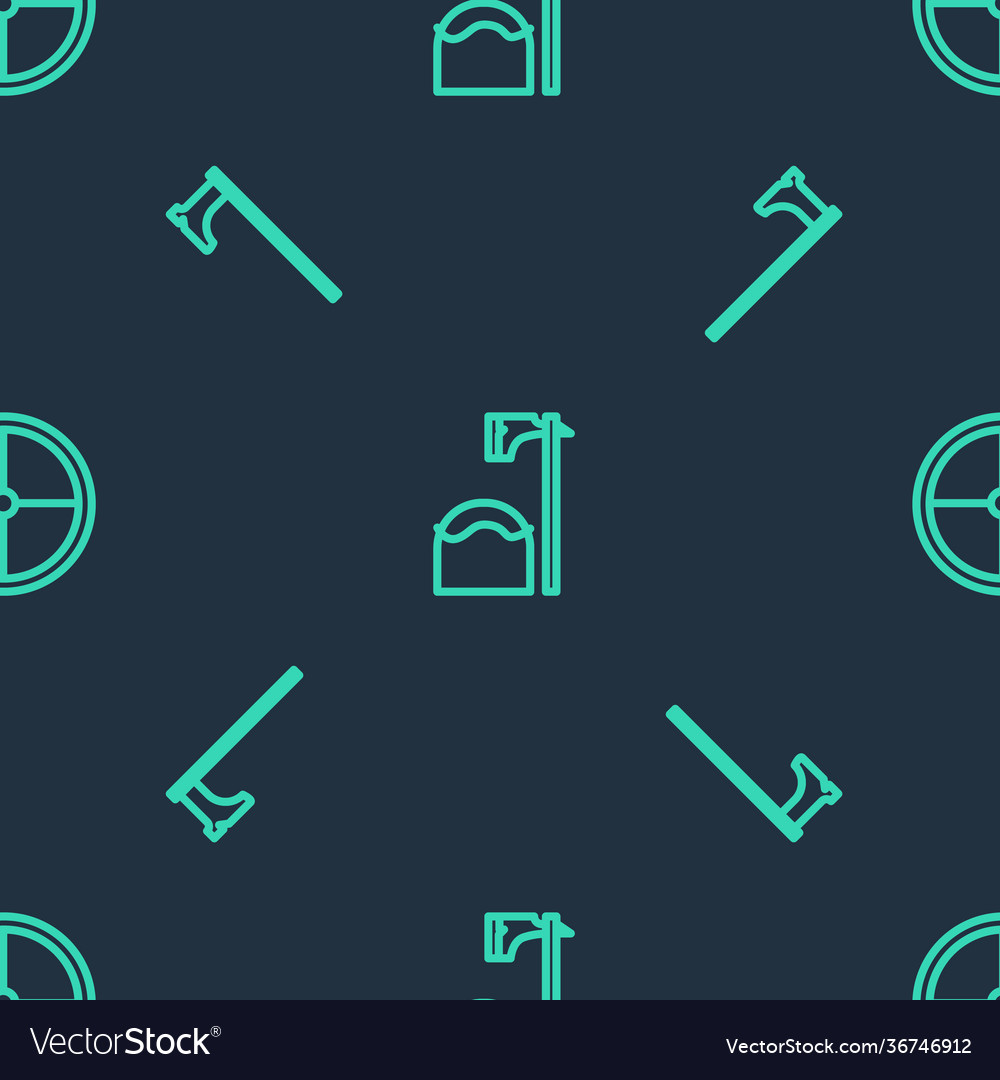 Set Linienausführung Axt im Baumblock mittelalterlich vector image Set Linienausführung Axt im Baumblock mittelalterlich