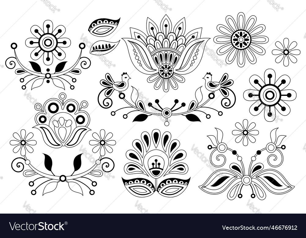 Satz von Blumen inspiriert von ukrainischen traditionellen