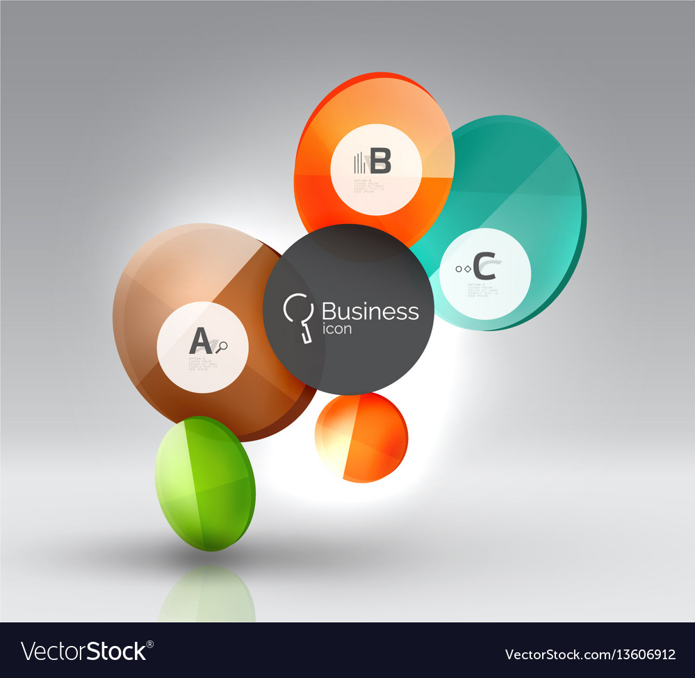 Shiny circles with text in 3d space Vector Image Shiny circles with text in 3d space