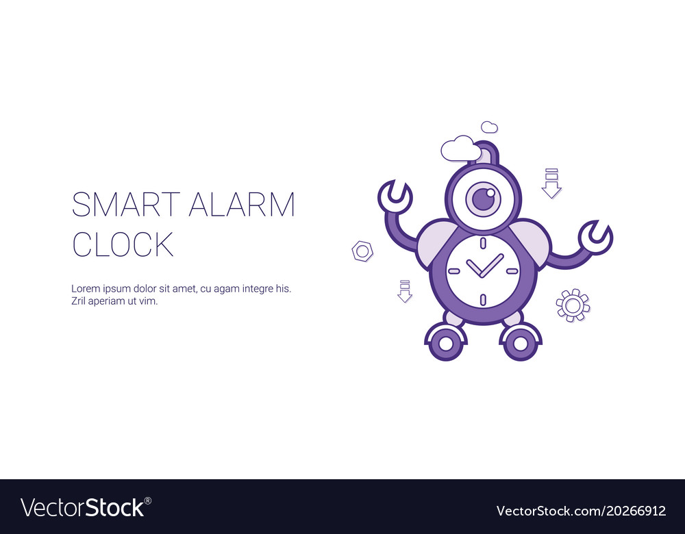 Smart alarm clock template web banner with copy