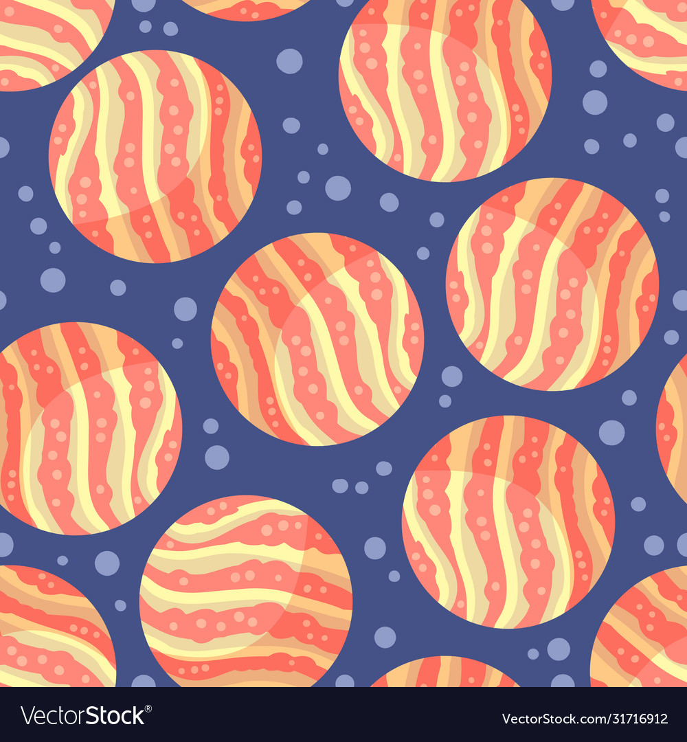 Venus planet abstract seamless space pattern vector image Venus planet abstract seamless space pattern
