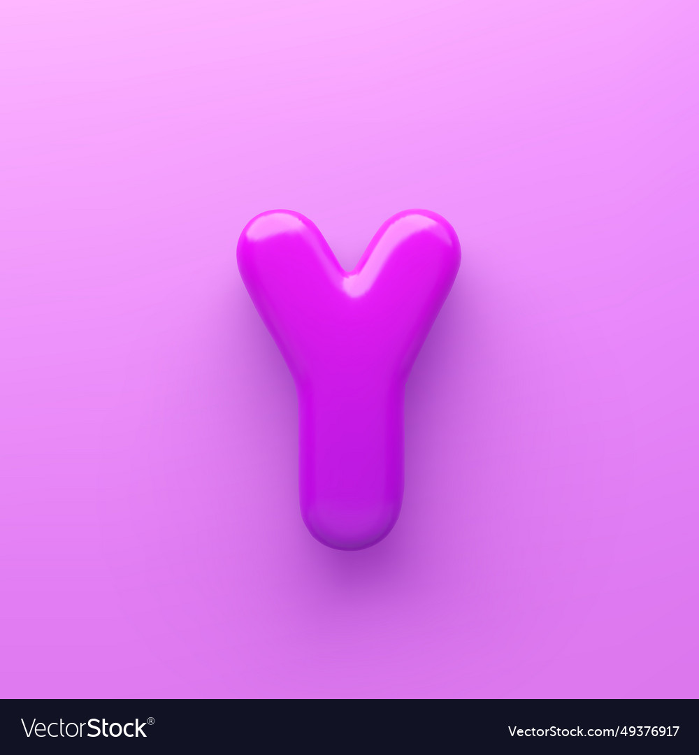 3d purple letter y with a glossy surface