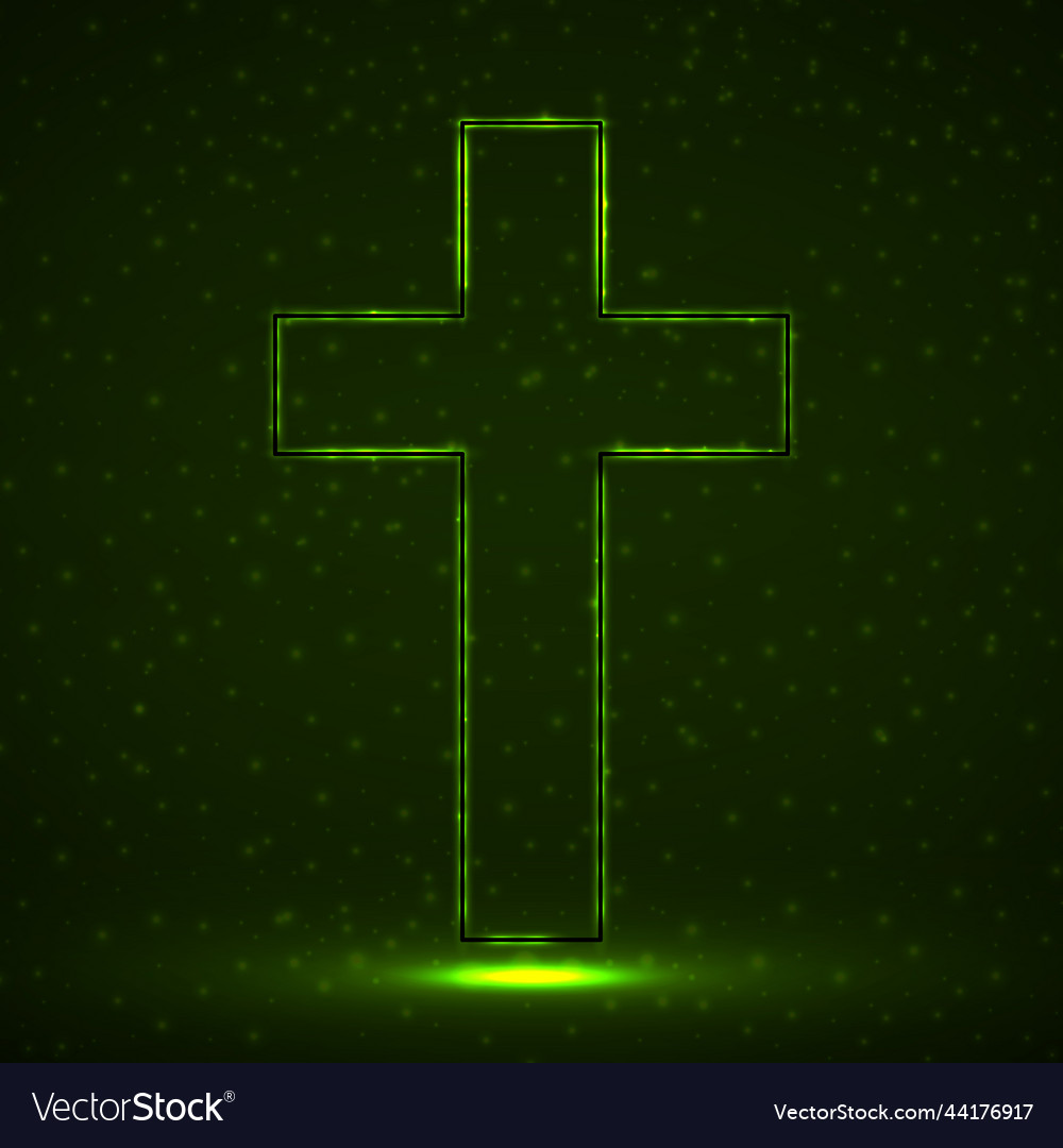 Abstract cross of glowing particles christian
