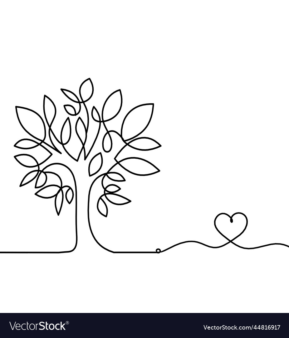Abstract tree with heart as line drawing