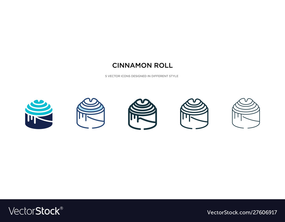 Cinnamon roll icon in different style two vector image Cinnamon roll icon in different style two