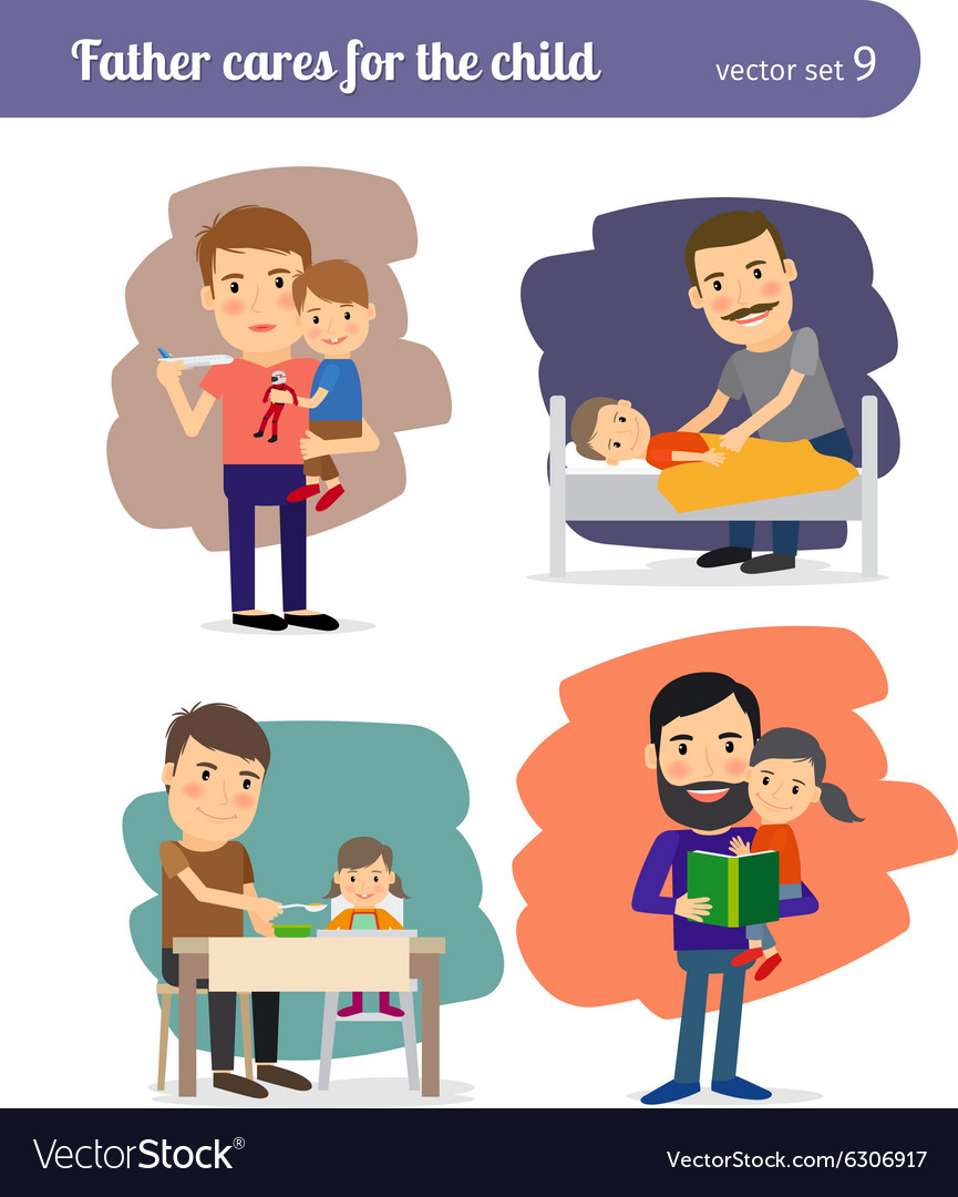 Father cares for the child Royalty Free Vector Image