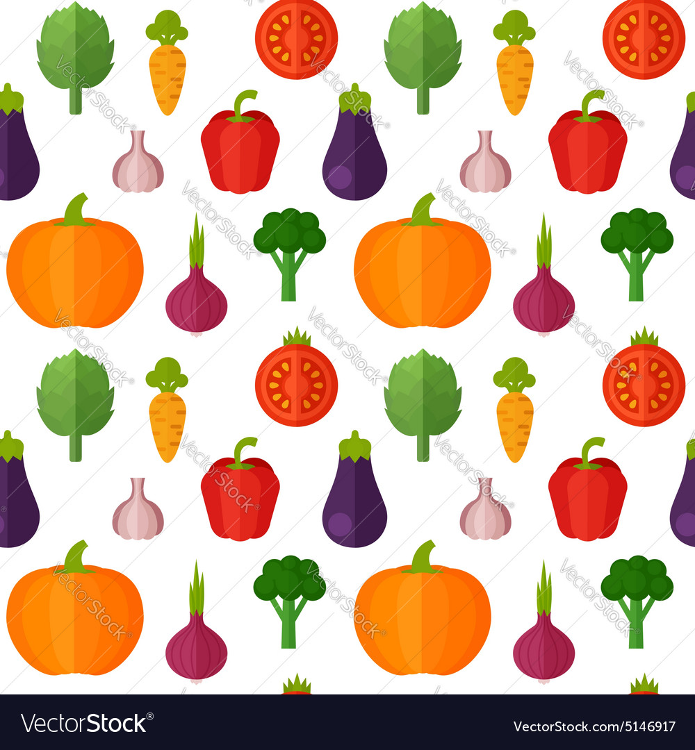 Flat vegetables seamless pattern Royalty Free Vector Image