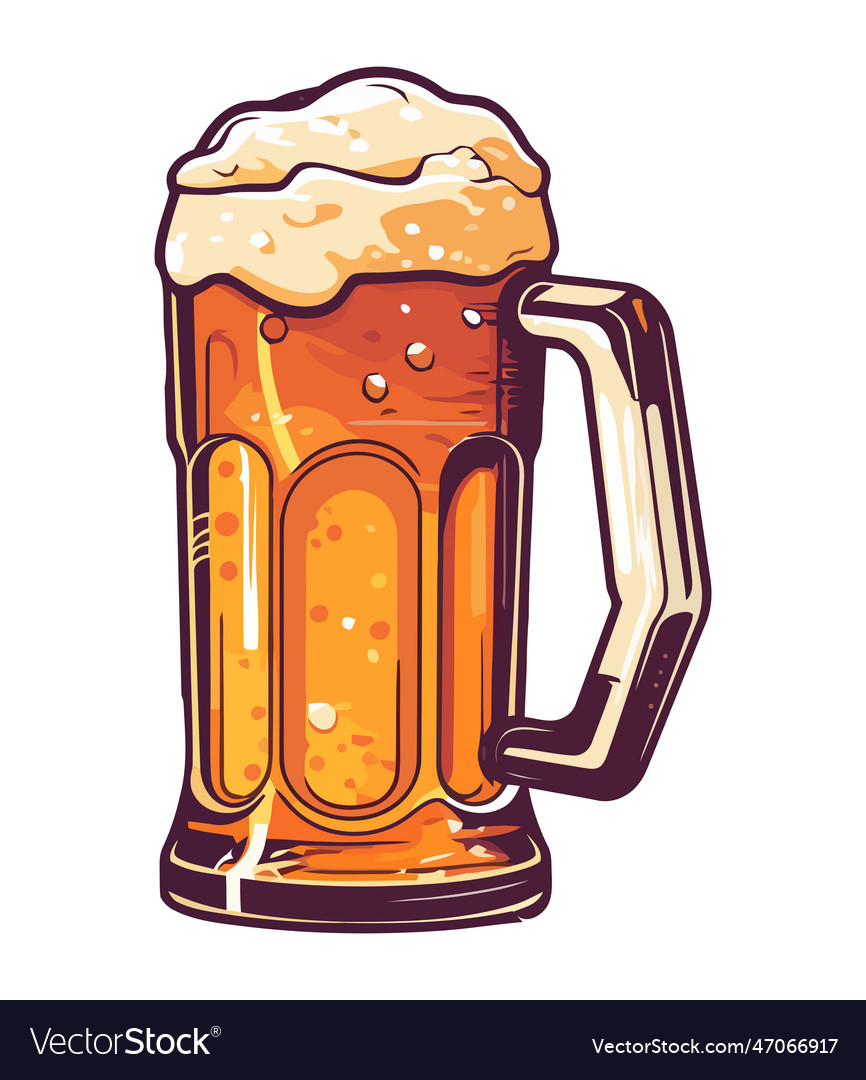 Frothy beer in gold glass perfect celebration Vector Image