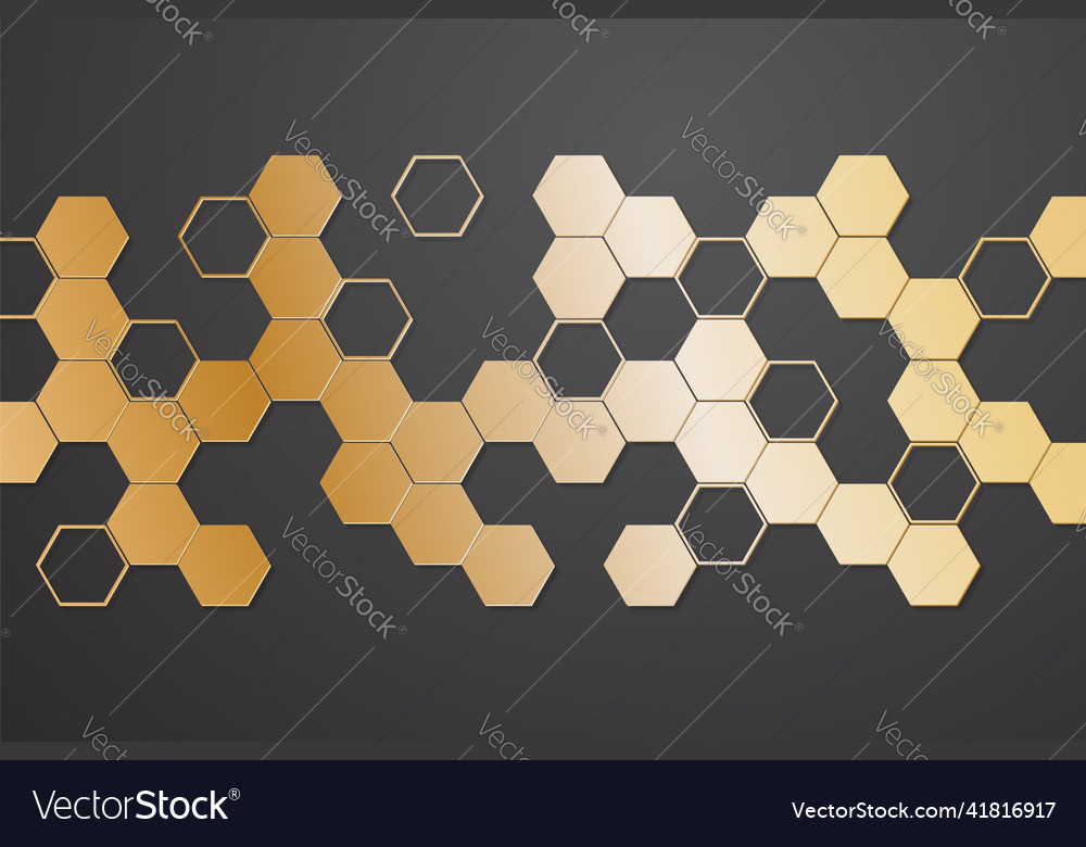 Golden Hexagon Pattern - Modern Abstract