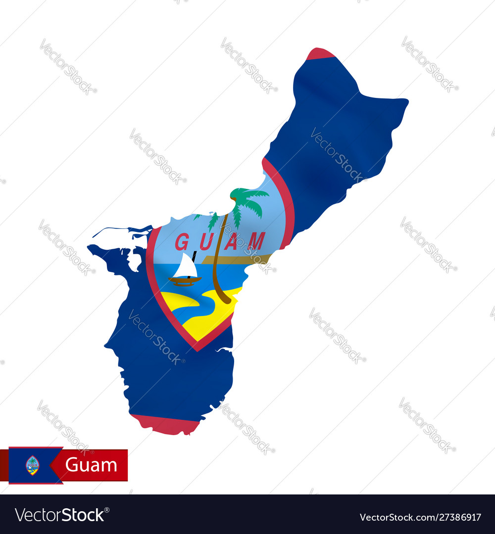 Guam Map with Flag