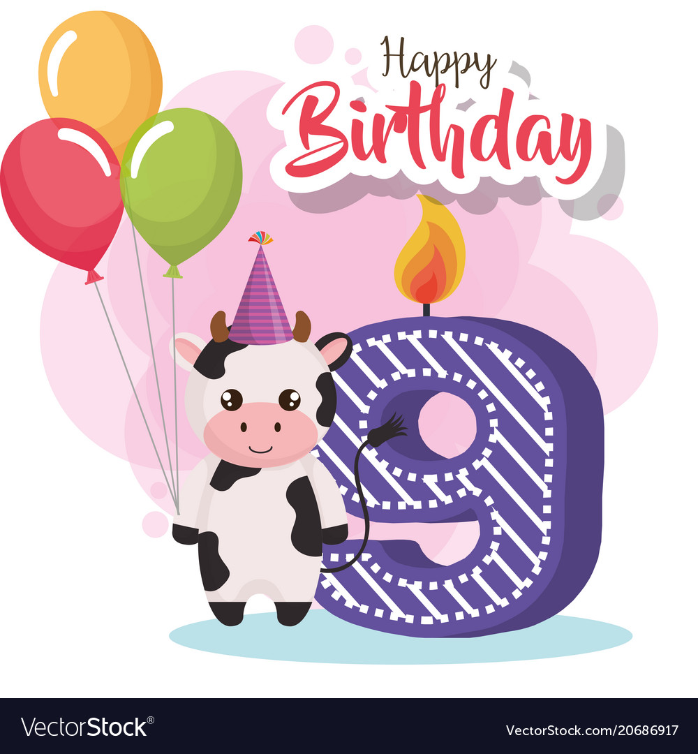 Happy birthday card with cow