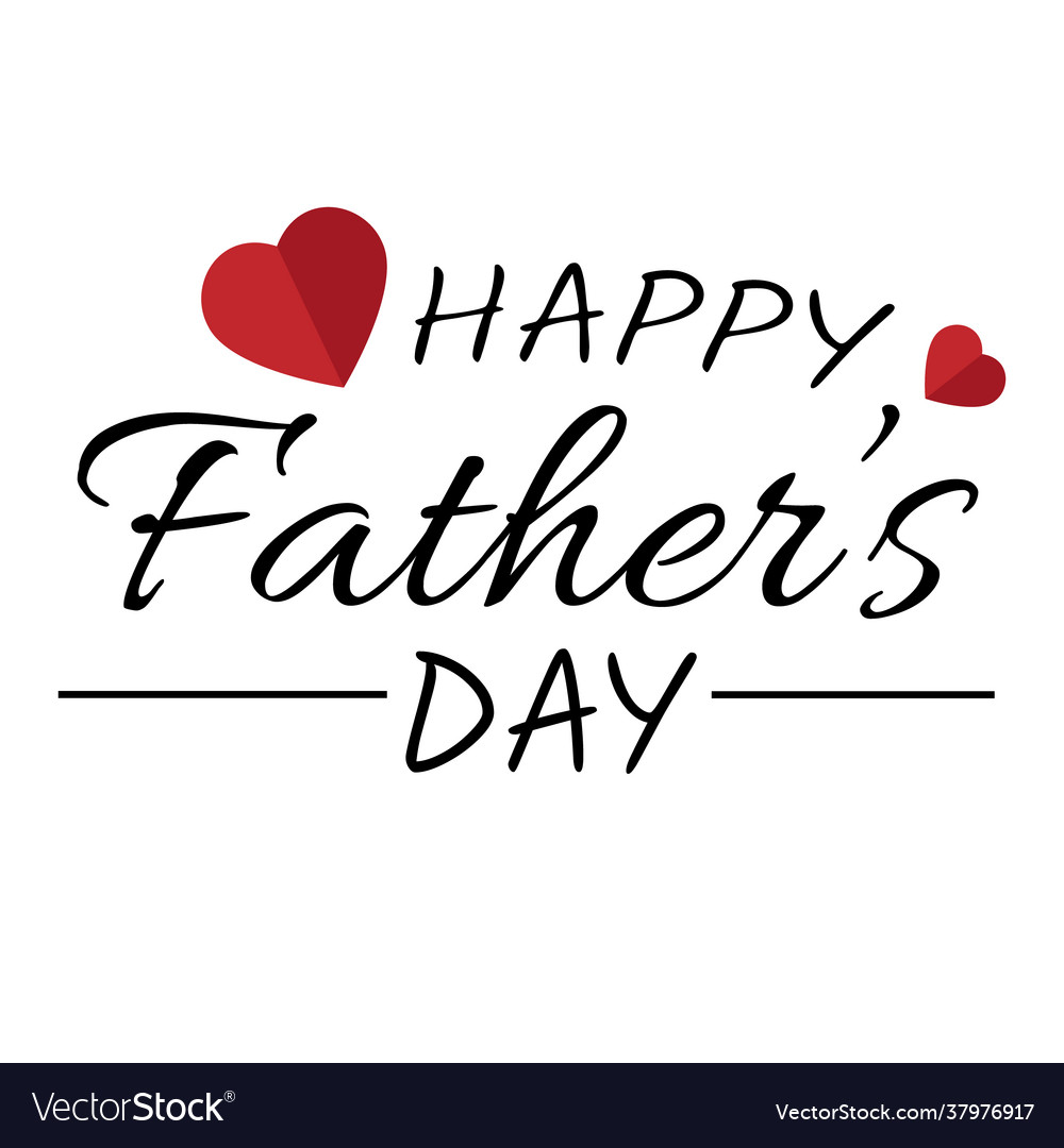 Happy fathers day text with red hearts Royalty Free Vector