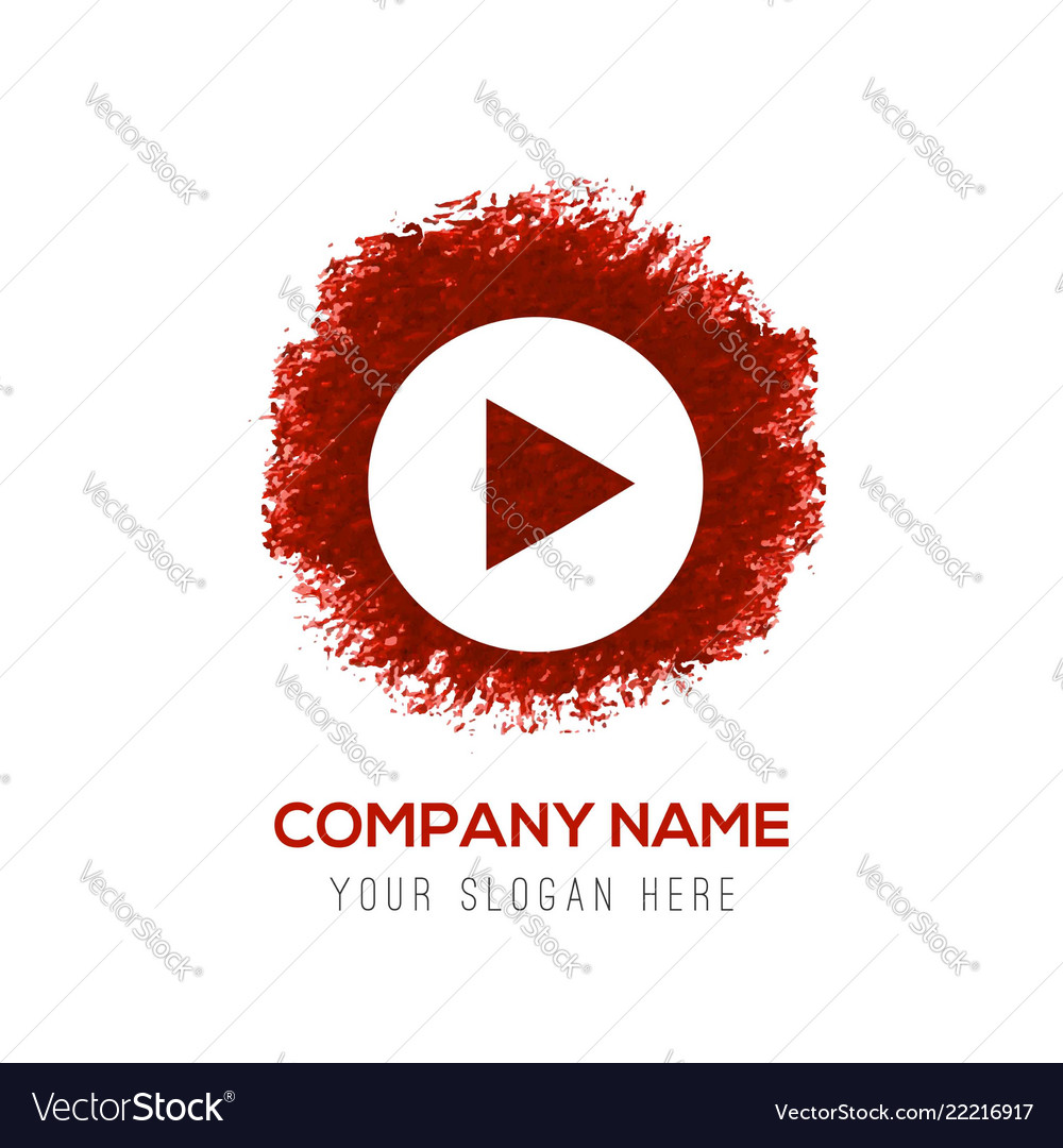 Play button icon - red watercolor circle splash