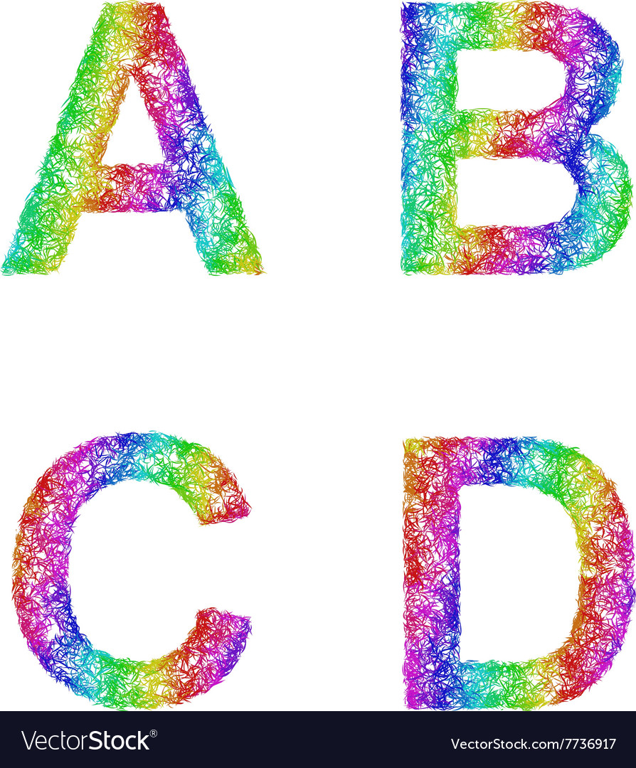 Rainbow sketch font set - letters a b c d