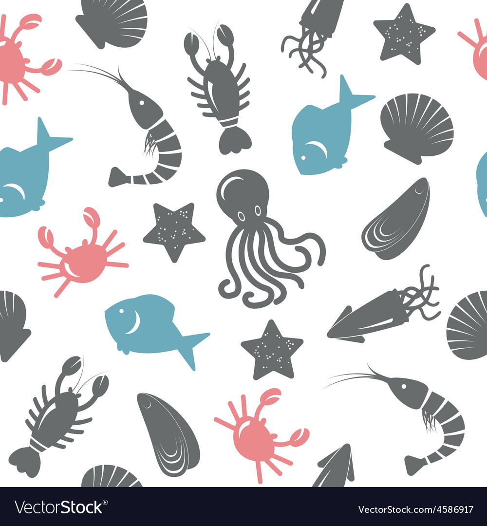 Seafood seamless pattern