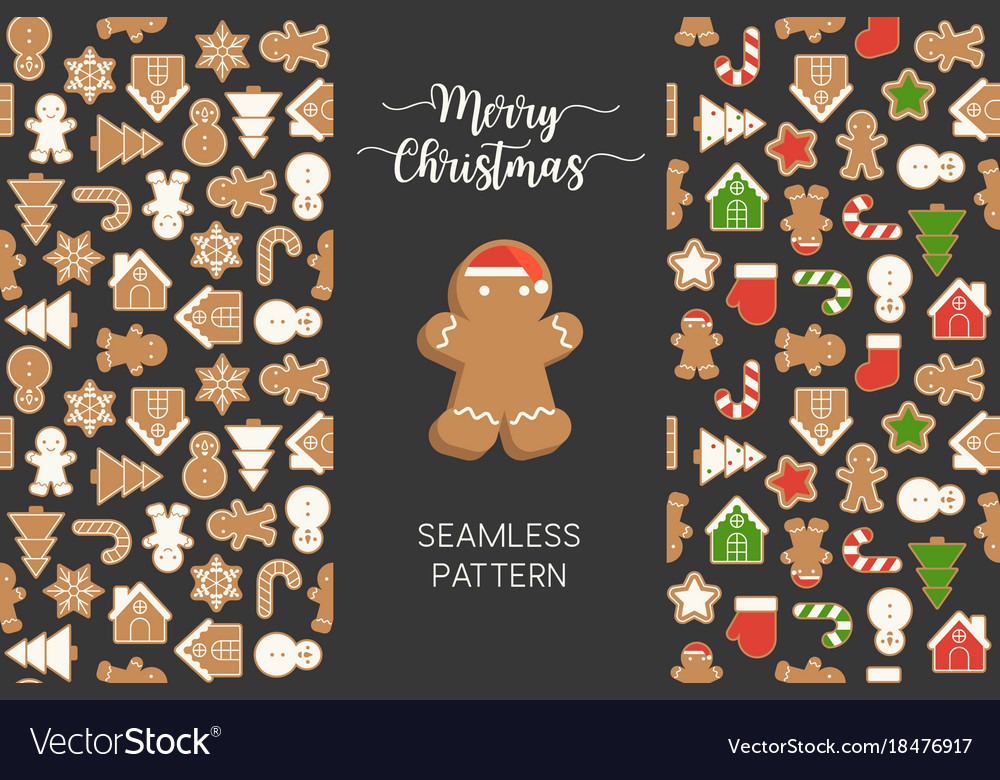 Seamless pattern of different gingerbread men