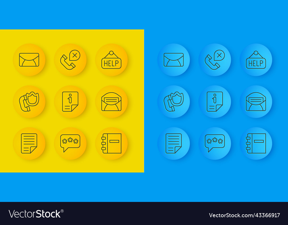Set line file document telephone handset vector image Set line file document telephone handset
