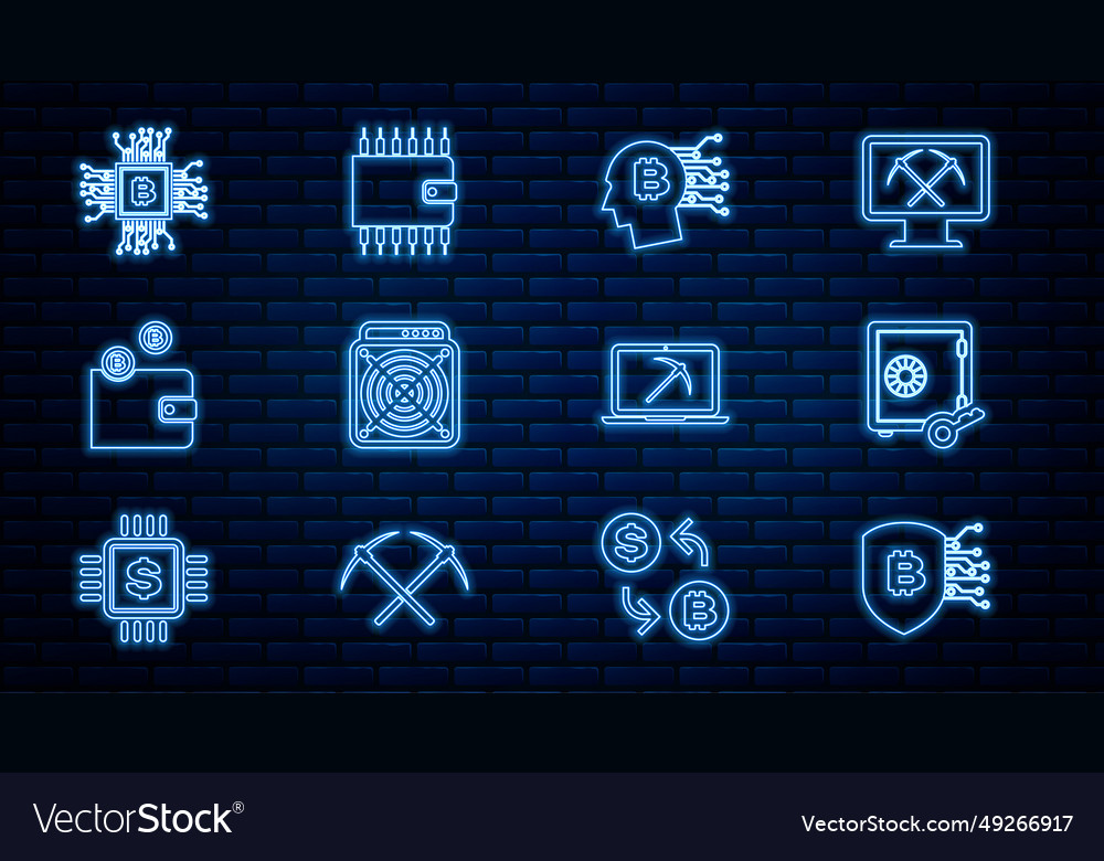 Set line shield with bitcoin proof of stake vector image Set line shield with bitcoin proof of stake