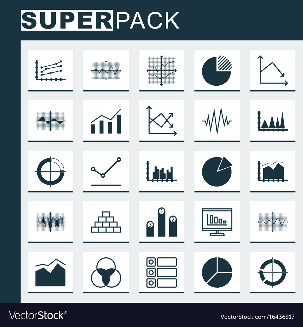 Set of graphs diagrams and statistics icons