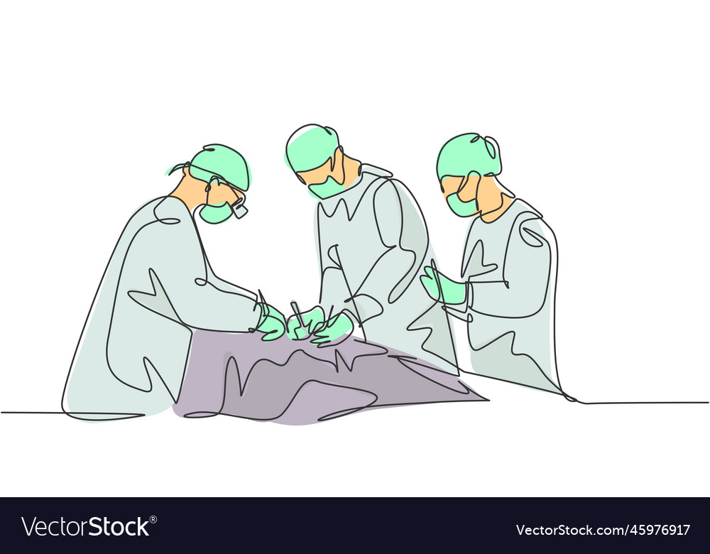 Single continuous line drawing group vector image Single continuous line drawing group