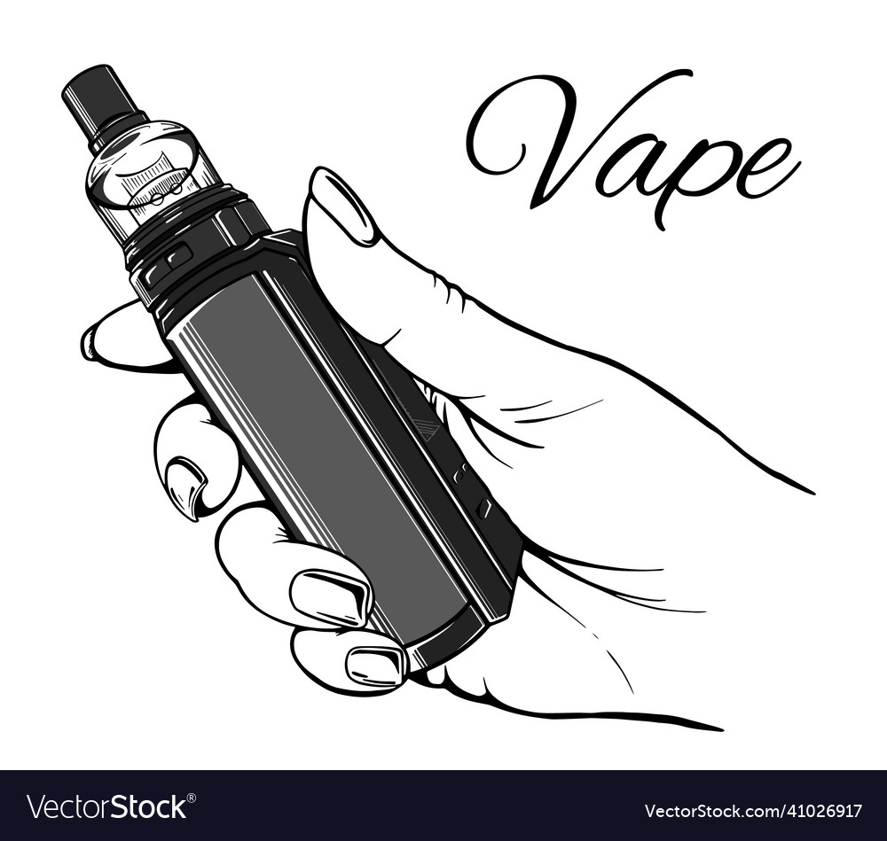 Sketch vape hand on a white background eps