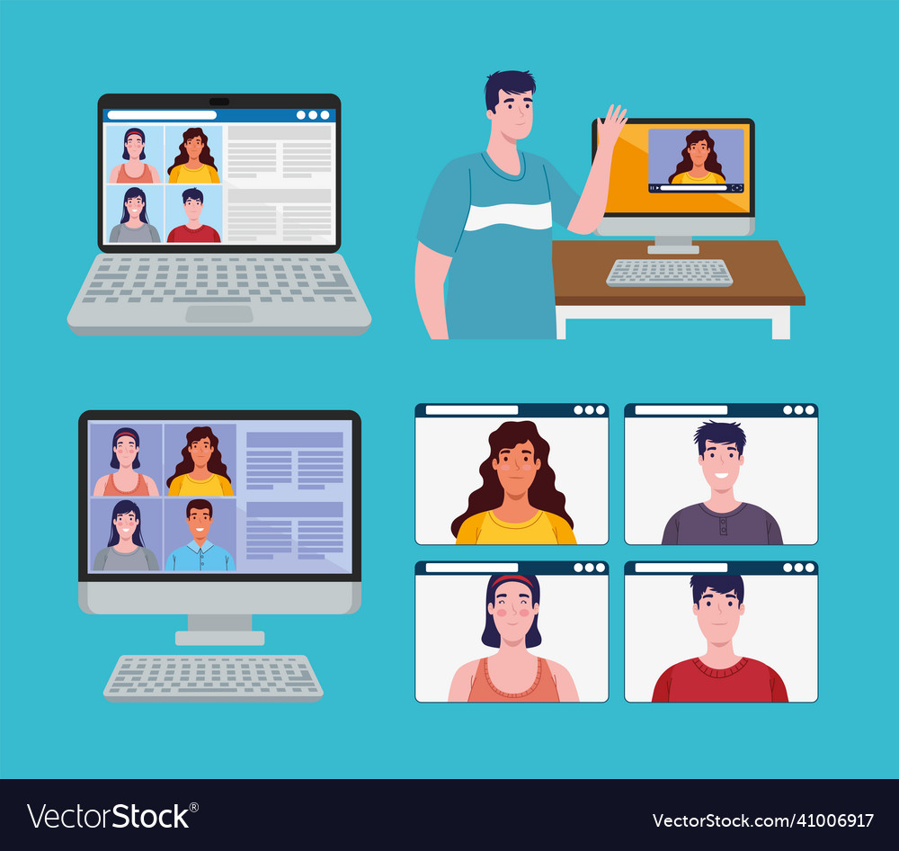 Video conference icons Royalty Free Vector Image