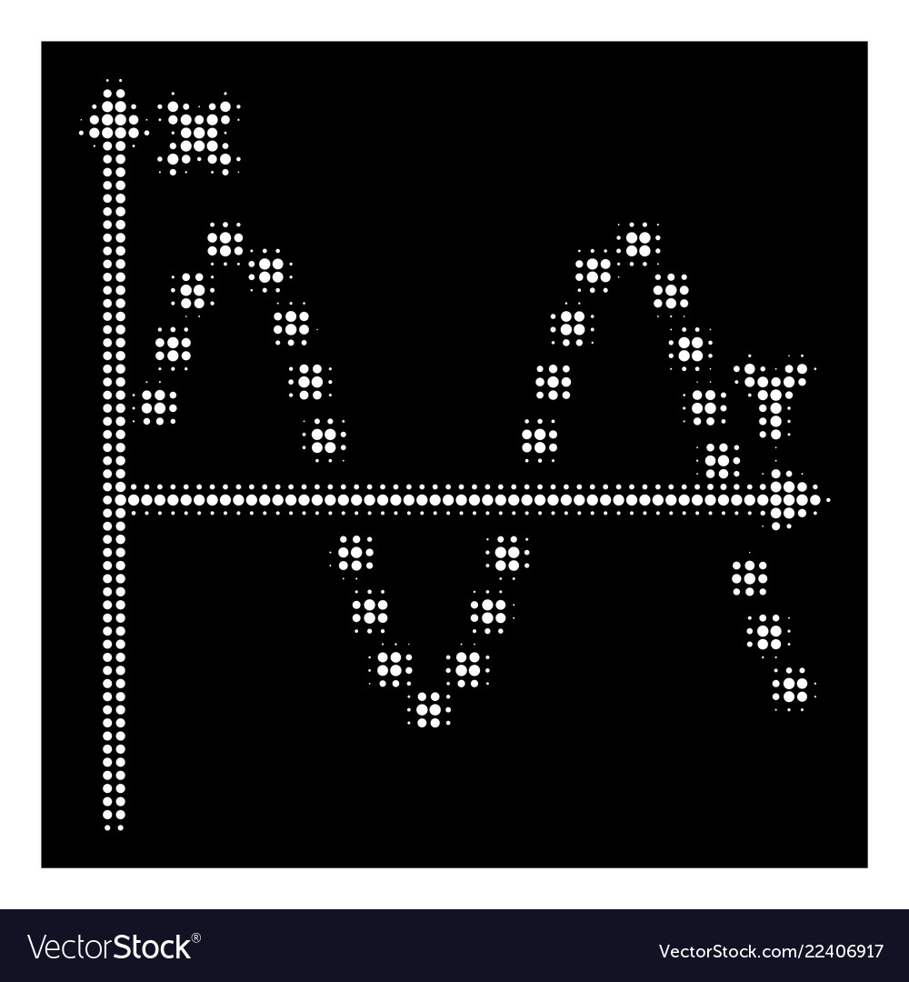 White halftone sine plot icon vector image White halftone sine plot icon