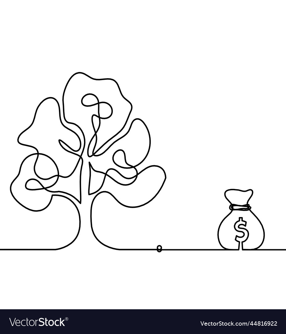 Abstract tree with dollar as line drawing