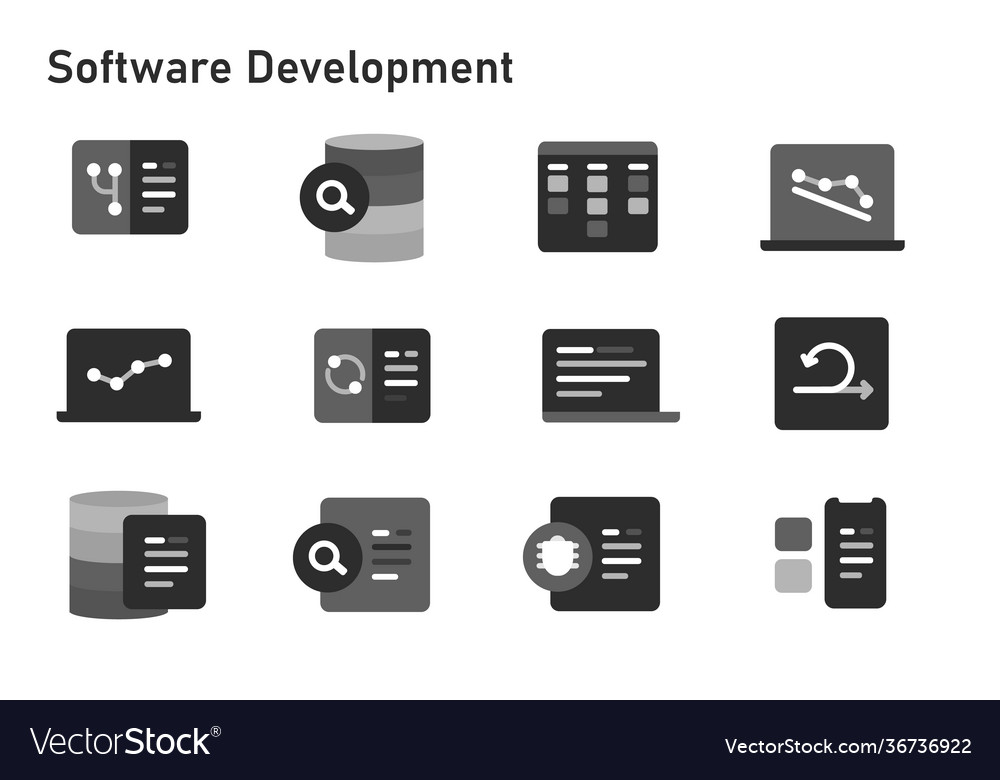 Agile methodology software development icon set