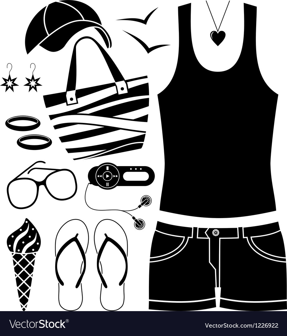 Black fashion set Royalty Free Vector Image - VectorStock