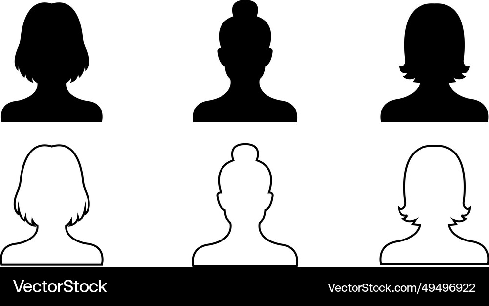Business avatar profile black icon set collection Vector Image