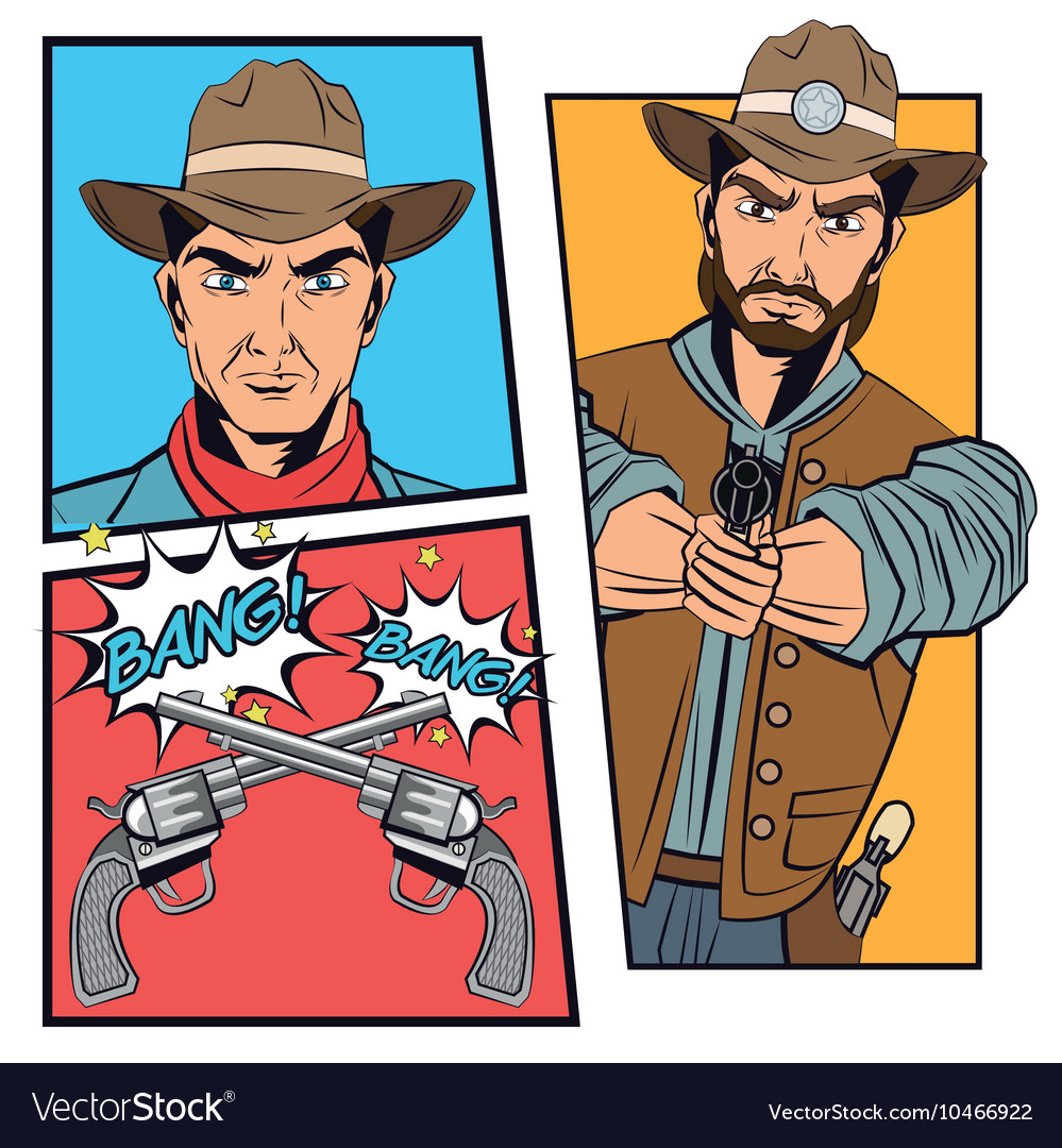 Cowboy comic bubble cartoon design