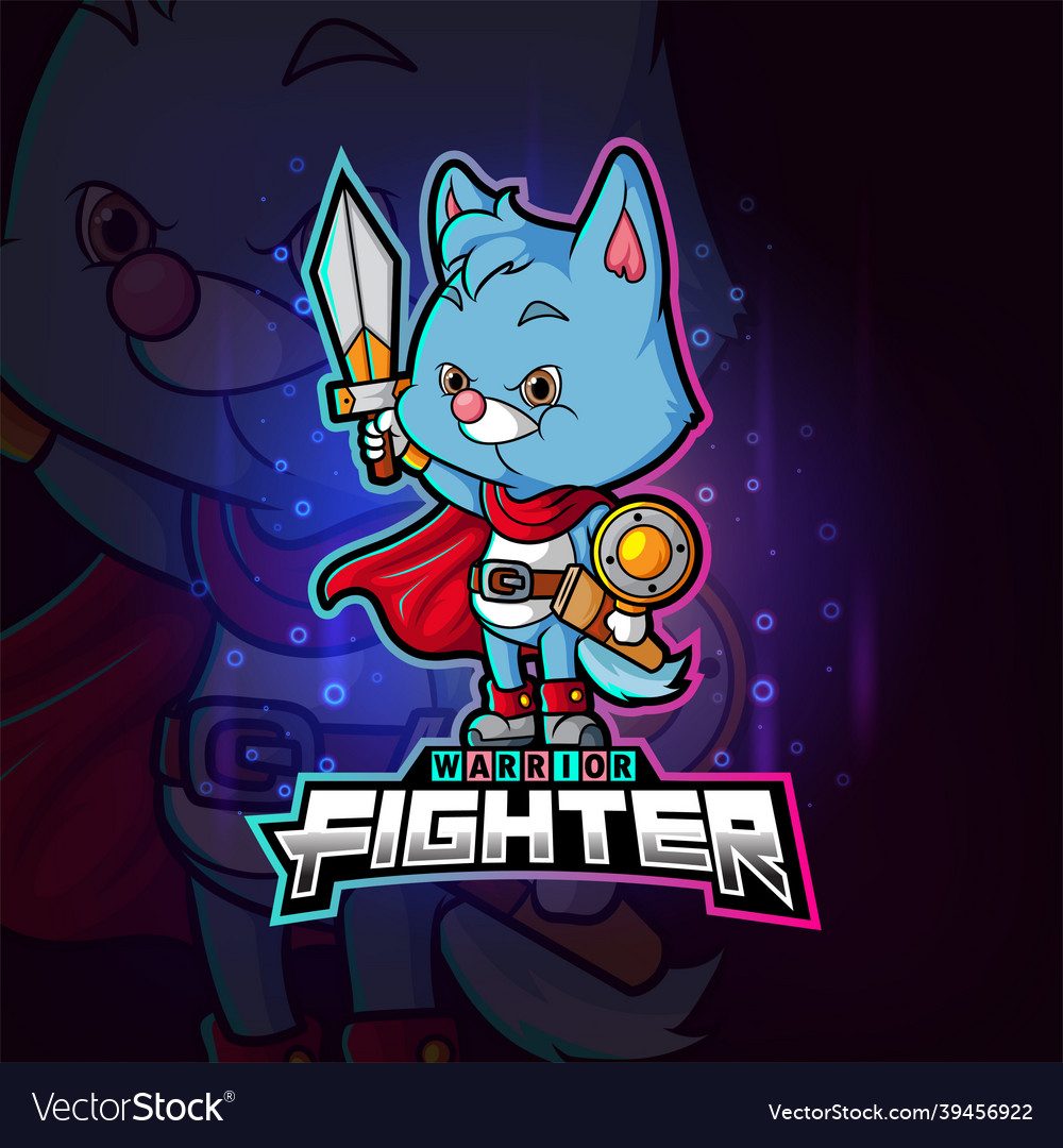 Bad cat fighter mascot logo design Royalty Free Vector Image