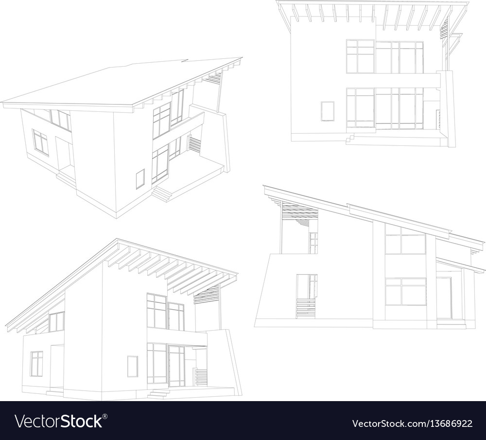 Frame house four angle Royalty Free Vector Image