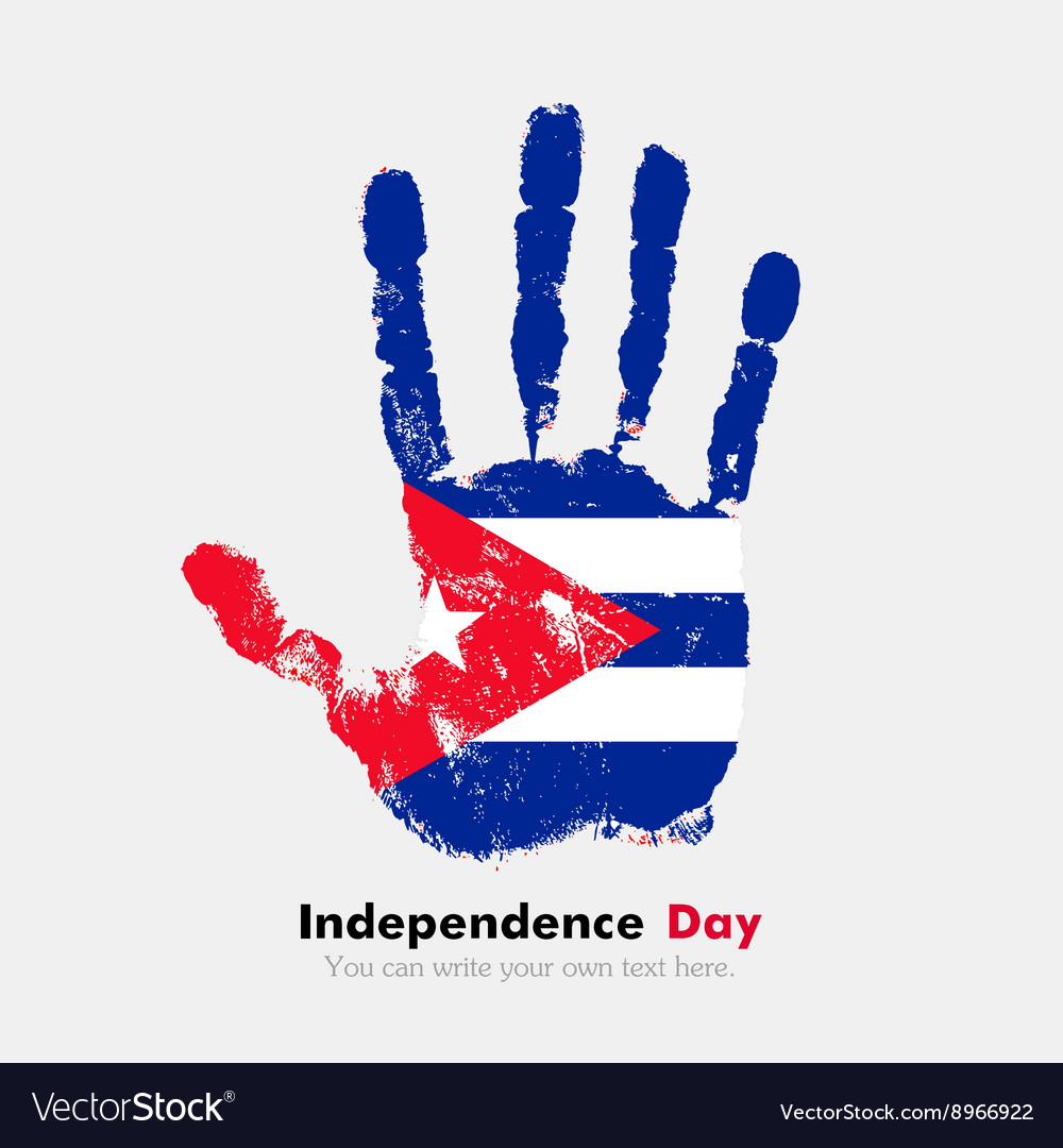 Handprint with the flag of cuba in grunge style