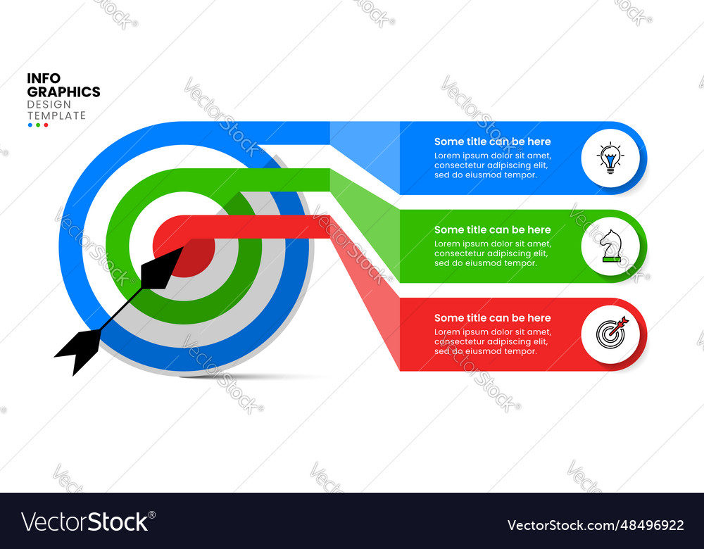 Infographic template dartboard with 3 steps vector image Infographic template dartboard with 3 steps
