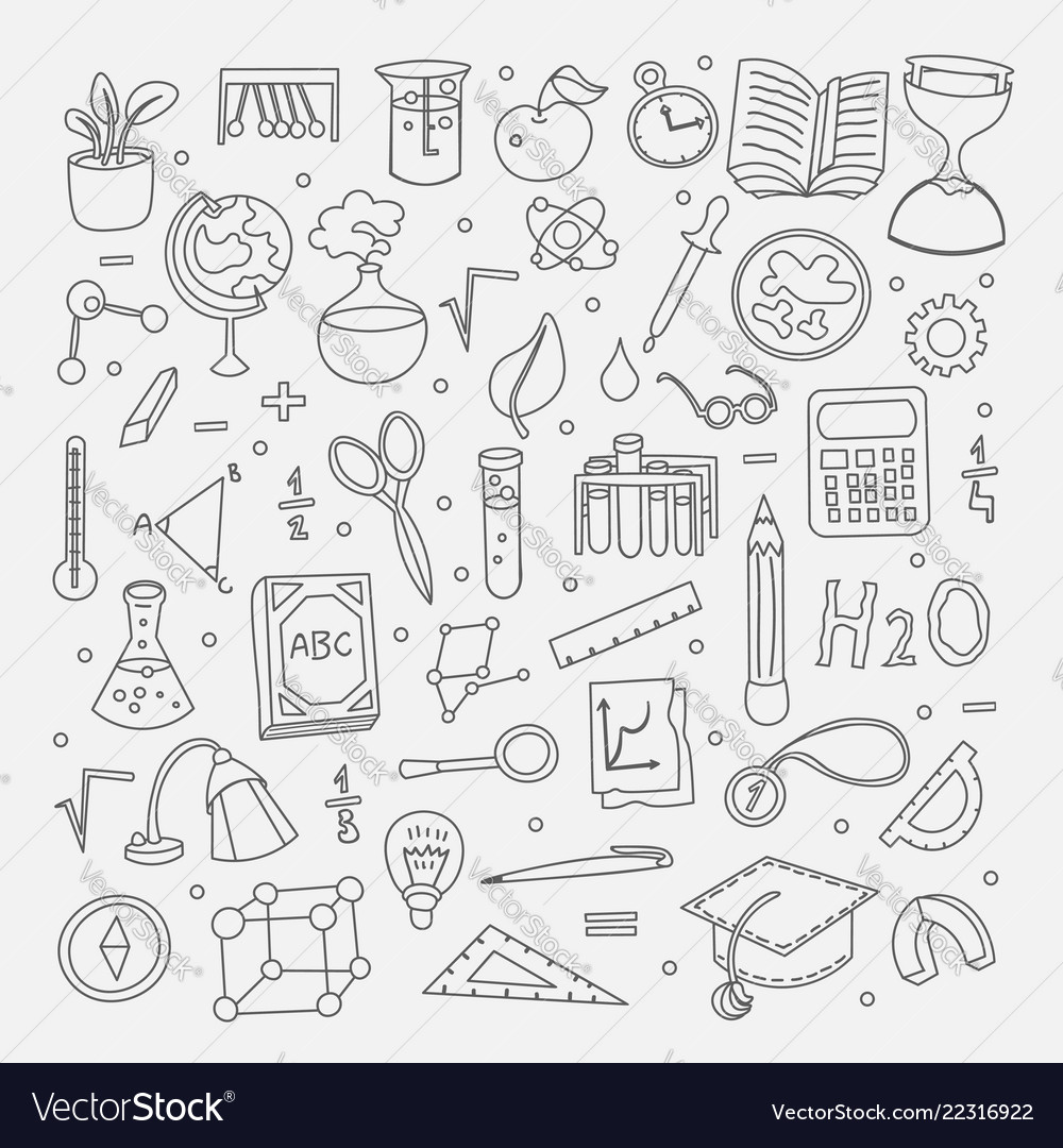 Lined back to school supplies elements Royalty Free Vector