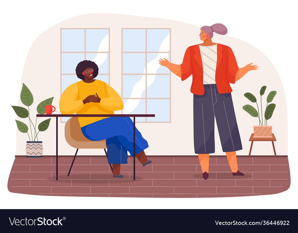 Office workers characters discussing matters vector image Office workers characters discussing matters