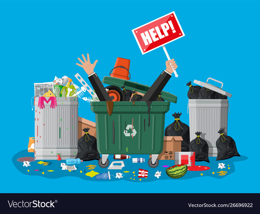 Overfilled Garbage Bin - Trash Overflow