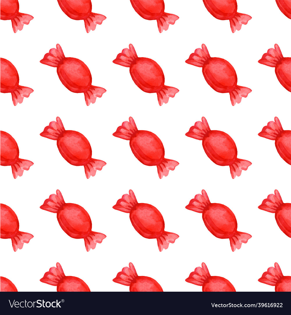 Seamless pattern with candy in a red wrapper vector image Seamless pattern with candy in a red wrapper